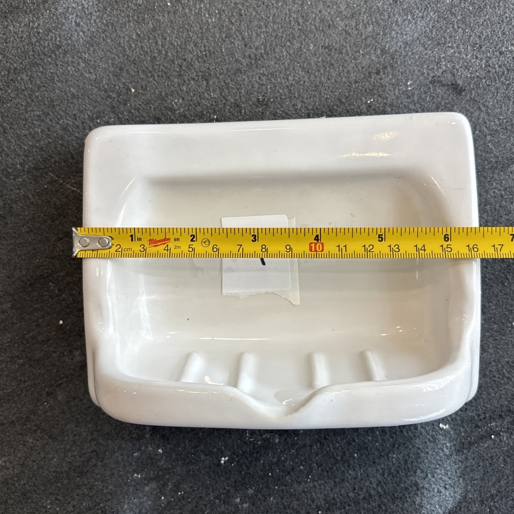 Vintage White Ceramic Soap Dish Porcelain  Bathtub Shower MCM - Picture 4 of 5